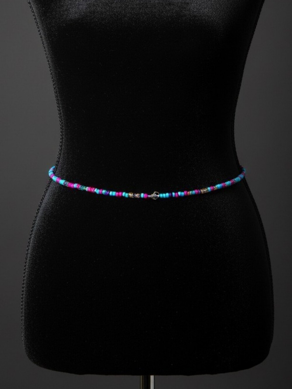 Blue & Pink Beaded Waist Chain Belt for Women